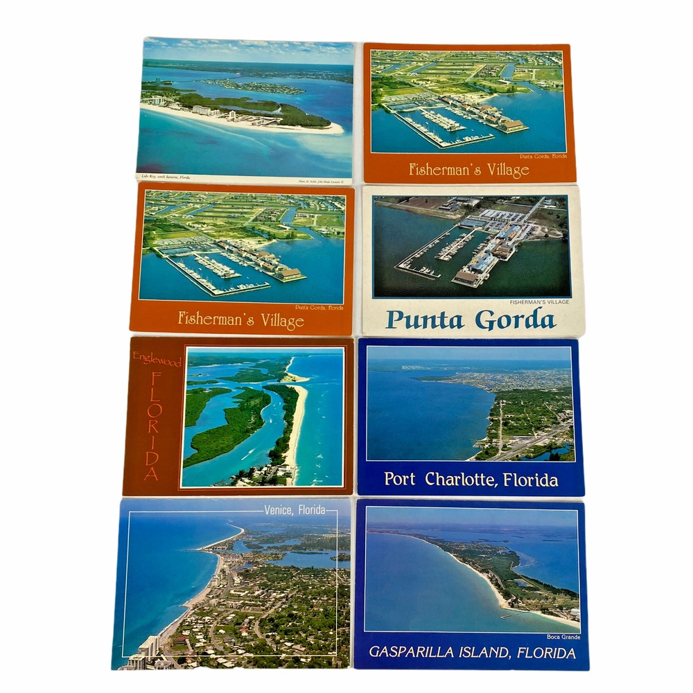 Vintage Postcard‎ Lot Of 8 Old Aerial Suncoast Of Florida FL Views Unused
